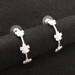 Kate Spade, Crystal Floral Silver Hoop Earrings